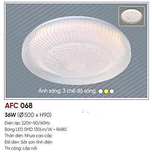 LED ốp trần nhựa cao cấp ánh sáng vàng AFC-068-LED-36W-ASV