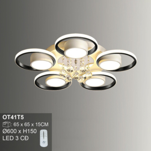 Đèn mâm ốp trần pha lê Led 3 màu đường kính 60cm OT41T5