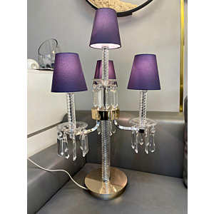 Đèn bàn pha lê chóa vải tím 4 tay DB8119T4