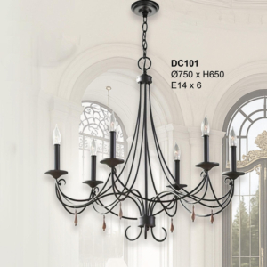 Đèn trang trí tối giản 6 tay màu đen DC101