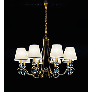 Đèn chùm mạ đồng chóa vải 8 tay DC128T8