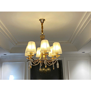 Đèn chùm phòng khách nhỏ chóa vải 6 tay DC234T6