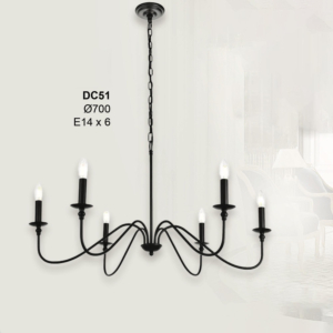 Đèn chùm nến cổ điển 6 tay màu đen DC51