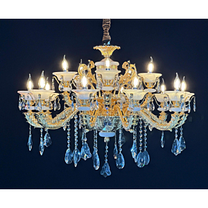 Đèn chùm tân cổ điển bát đá sa thạch 15 tay DC6239T15