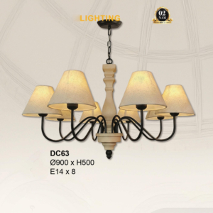 Đèn chùm tân cổ điển chóa vải 8 tay DC63