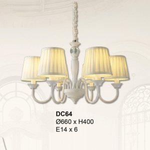Đèn chùm màu trắng chóa vải 6 tay DC64