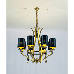 Đèn chùm mạ đồng chóa Mica màu đen 8 tay DC9018T8