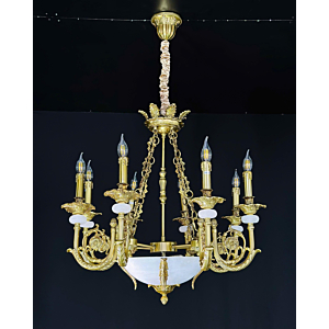 Đèn chùm mạ đồng đá cao cấp 8 tay DC9111T8