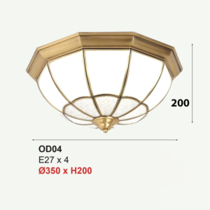 Đèn ốp trần đồng đường kính 35cm OD04T350