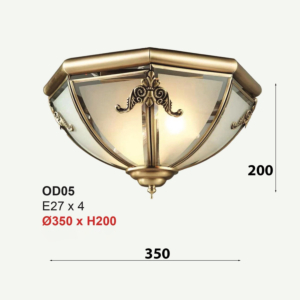 Đèn ốp trần đồng tân cổ điển đường kính 35cm OD05T350