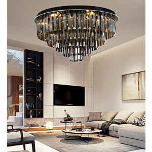 Đèn mâm ốp trần pha lê khói đường kính 60cm OTPL3509T600