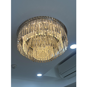 Đèn mâm ốp trần pha lê khói đường kính 80cm OTPL3510T800