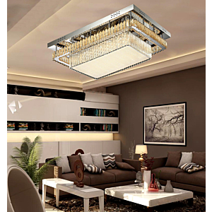 Đèn mâm ốp trần pha lê hiện đại hình chữ nhật dài 90cm OTPL40398CN