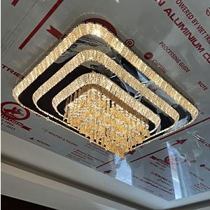 Đèn mâm pha lê hình chữ nhật 4 tầng Led 3 chế độ dài 90cm OTPL40400CN