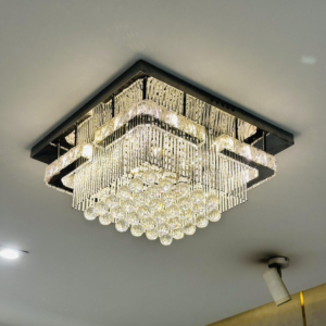 Đèn mâm ốp trần pha lê đũa hình vuông 60cm OTPL40402V
