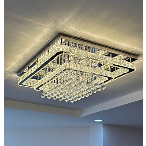 Đèn mâm pha lê hình chữ nhật 3 tầng Led 3 chế độ dài 90cm OTPL40403CN