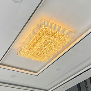 Đèn mâm ốp trần pha lê hình chữ nhật cao cấp dai 95cm OTPL44CN