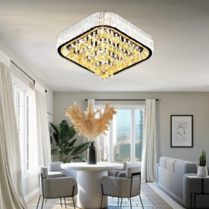 Đèn mâm ốp trần pha lê vuông 50cm OTPL6375