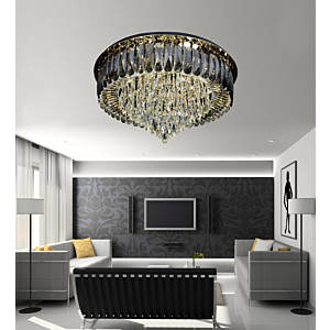 Đèn mâm ốp trần pha lê khói đường kính 1m OTPL8137T1000