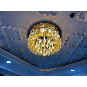 Đèn mâm ốp trần pha lê khói đường kính 60cm OTPL8137T600