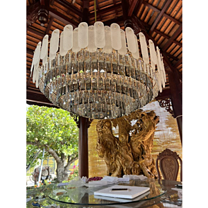 Đèn ốp trần pha lê trắng đường kính 95cm OTPL8717T950