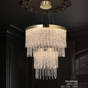 Đèn thả pha lê cột băng TPL203T800