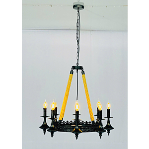 Đèn trang trí mộc mạc bằng dây thừng 8 tay TTK35