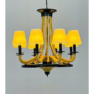 Đèn trang trí dây thừng mộc mạc 8 tay chóa vải TTK36