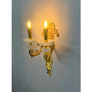 Đèn tường hợp kim mạ đồng vàng 2 tay nến VD40