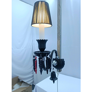 Đèn tường pha lê đen chóa vải 1 tay VDC9809T1