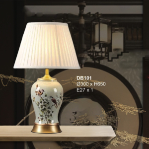 Đèn Bàn Gốm Sứ Cao Cấp Họa Tiết Hoa Điểu Trang Nhã DB101