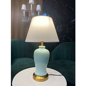 Đèn Bàn Gốm Sứ men rạn màu xanh ngọc bích DB75