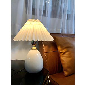 Đèn Bàn Gốm Sứ Cao Cấp Chụp Vải Xếp Ly Sang Trọng DB73