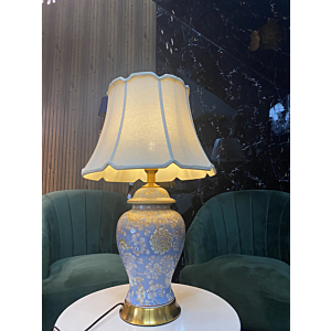 Đèn Bàn Gốm Sứ Tân Cổ Điển Hoa Văn Xanh Thanh Lịch DB85