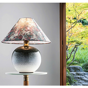 Đèn Bàn Gốm Sứ Cao Cấp Với Chao Đèn Họa Tiết Thiên Nhiên DB92