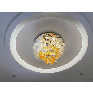 Đèn mâm ốp trần pha lê lá dài 50cm đường kính 60cm OTPL125T600