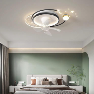 Đèn quạt hiện đại ốp trần tròn đường kính 50cm màu đen OTQ83104DEN