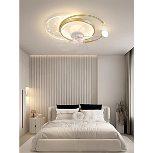 Đèn quạt hiện đại ốp trần tròn đường kính 50cm màu vàng OTQ83104VANG