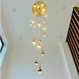 Đèn mâm ốp trần 18 bóng thả đường kính 60cm THD322T18