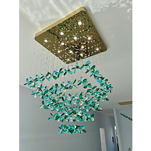 Đèn mâm ốp trần pha lê vuông 80cm THD025T800