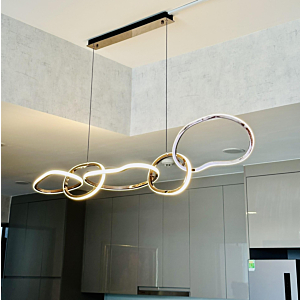 Đèn thả Led 5 vòng ngang màu đồng hồng cao cấp dài 1.5m THD6259T5