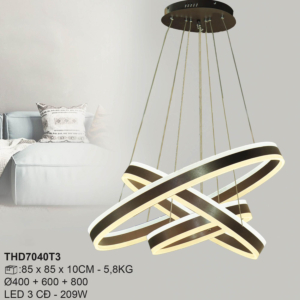 Đèn thả 3 vòng tròn sáng 2 đầu Led 3 chế độ đường kính 80cm THD7040T3