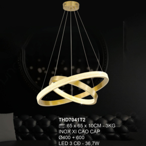 Đèn thả 2 vòng tròn Led 3 chế độ đường kính 60cm THD7041T2