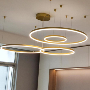 Đèn thả Led 4 vòng màu nâu tròn ánh sáng 3 chế độ THD7046NAU