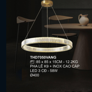 Đèn thả pha lê Led 1 vòng tròn đường kính 40cm THD7050VANG