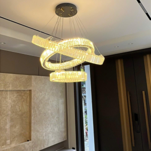 Đèn thả pha lê Led 3 vòng tròn THD7050VANG468