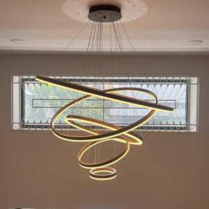 Đèn thả 5 vòng tròn Led 3 chế độ đường kính 1m màu nâu THD7051T5NAU-T1000