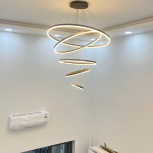 Đèn thả 5 vòng tròn Led 3 chế độ đường kính 1.2m màu nâu THD7051T5NAU-T1200