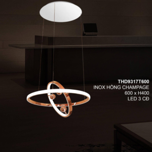 Đèn thả Led 2 vòng màu Hồng Champagne cao cấp THD9317T600