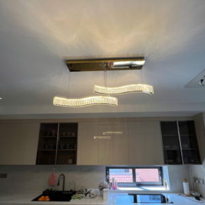 Đèn thả pha lê Led 2 thanh dài 1m THD7047N2